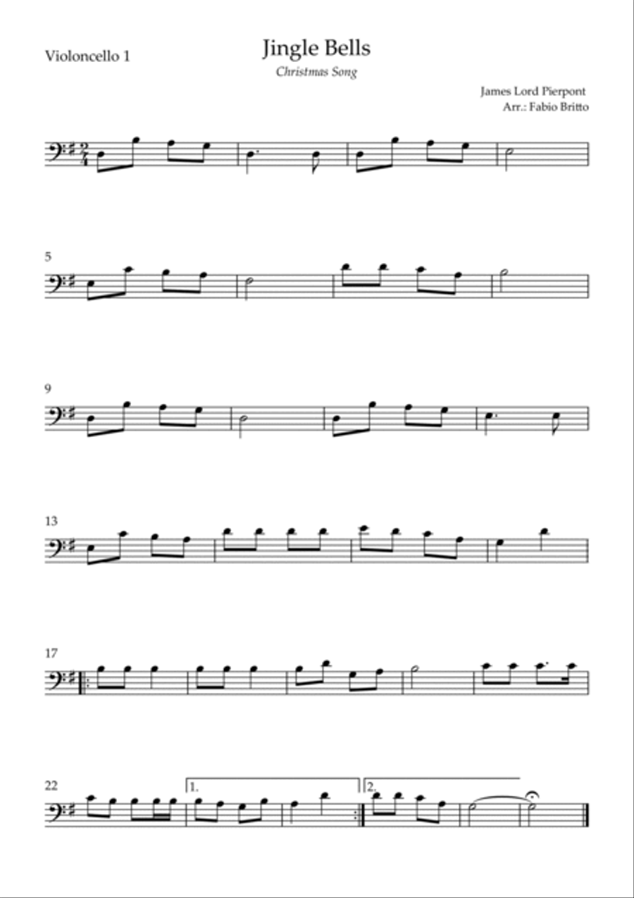 Jingle Bells (Christmas Song) for Cello Trio Jingle Bells (Christmas Song) for Cello Trio String Trio scores gallery preview page 3