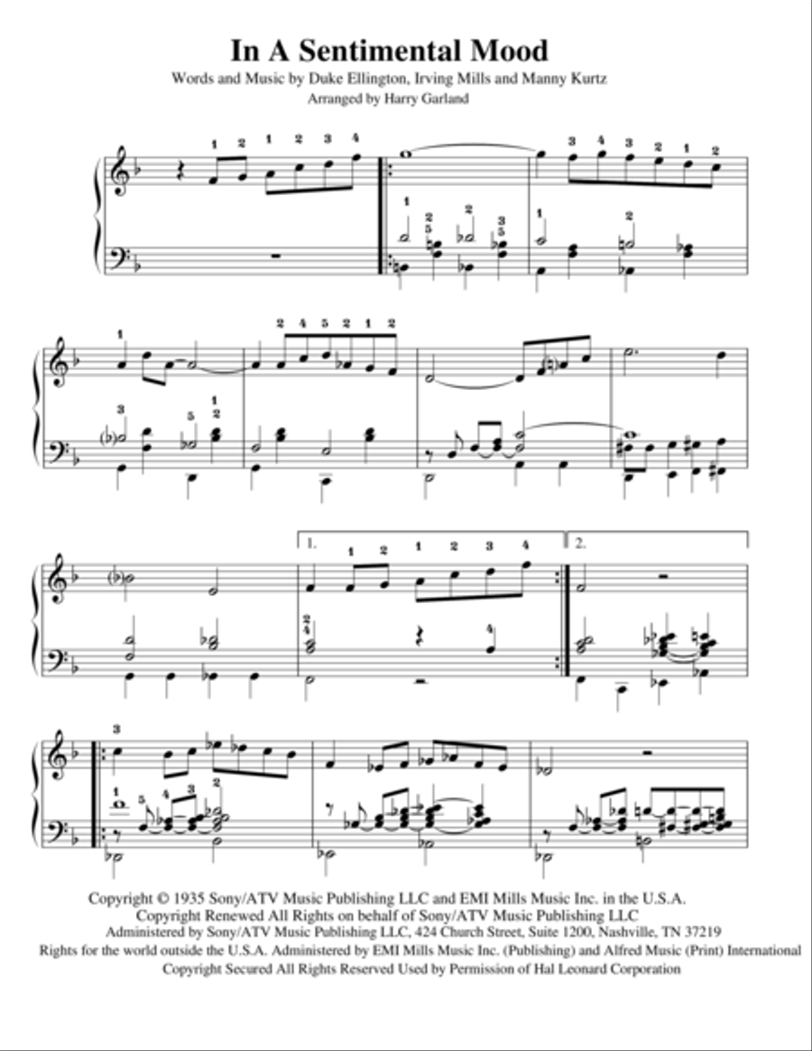 In A Sentimental Mood Organ Solo scores gallery preview page 1