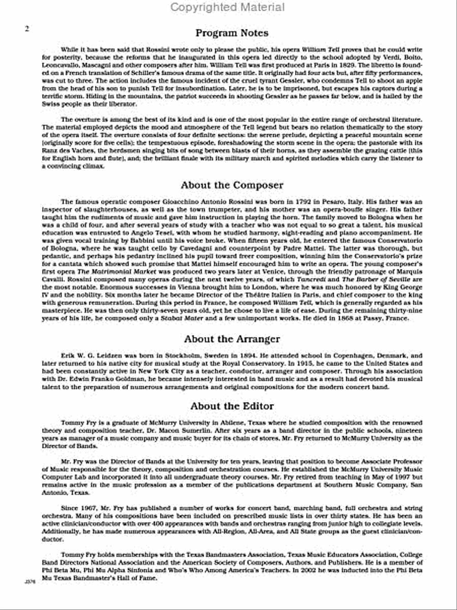William Tell Overture Concert Band scores gallery preview page 3