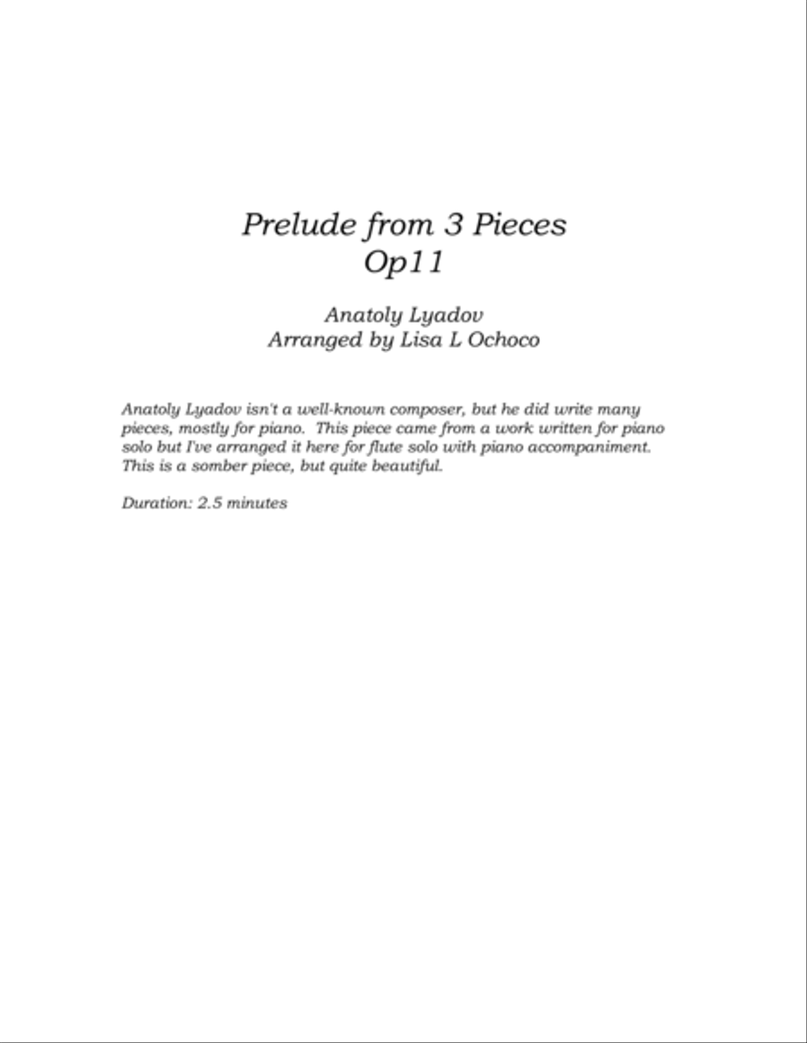 Prelude from 3 Pieces Op11 for Flute and Piano Flute Solo scores gallery preview page 4