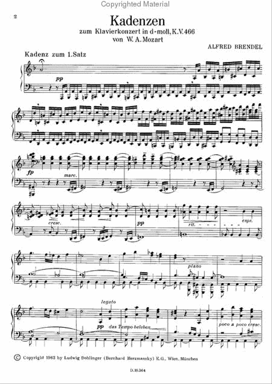 Kadenzen zu Mozarts Klavierkonzert d-moll KV 466 Piano Solo scores gallery preview page 2