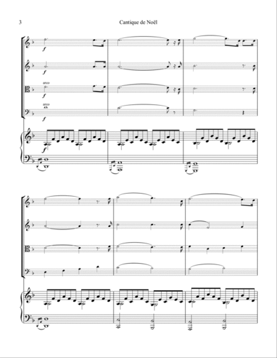 O Holy Night / Cantique de noel for string quartet and piano Piano Quartet scores gallery preview page 4