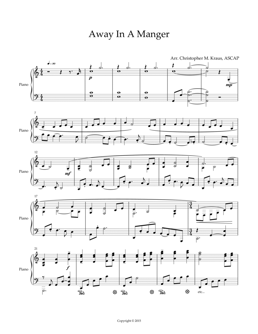 Away In A Manger Piano Solo scores gallery preview page 1