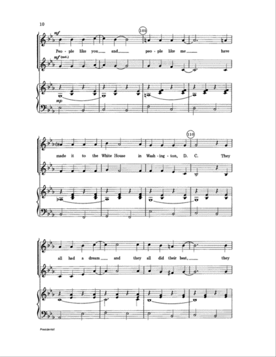 Presidents! Presidents! Unison Choir scores gallery preview page 10