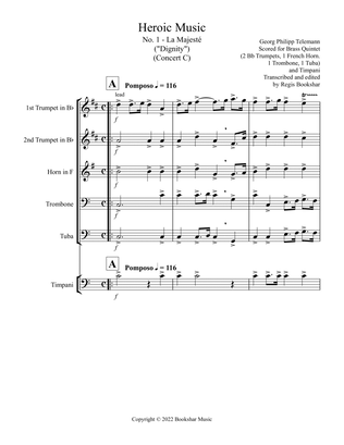 Heroic Music - No. 1. La Majeste (C) (Brass Quintet - 2 Trp, 1 Hrn, 1 Trb, 1 Tuba, Timp)