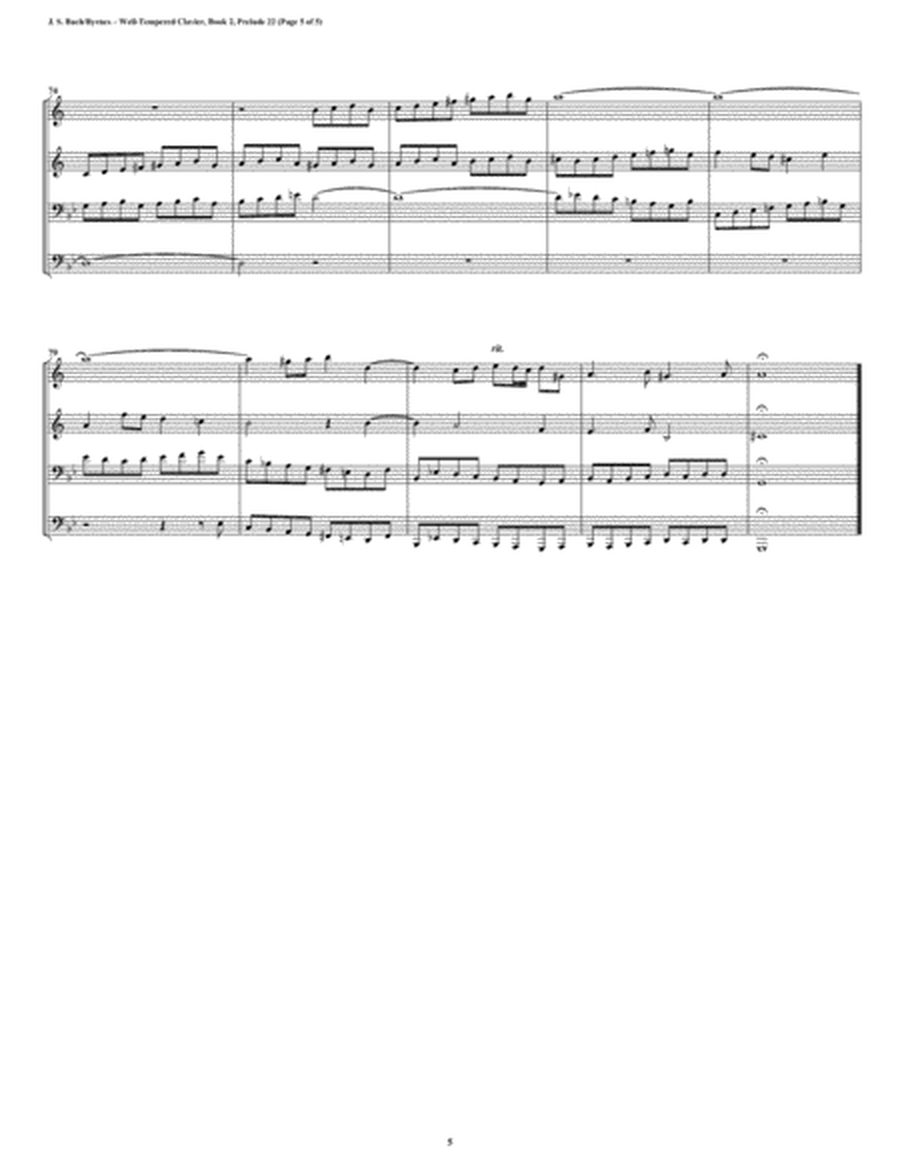 Prelude 22 from Well-Tempered Clavier, Book 2 (Conical Brass Quartet) image number null