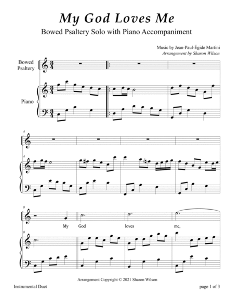 My God Loves Me (Easy Bowed Psaltery Solo with Piano Accompaniment) Zither scores gallery preview page 3