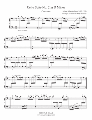 Book cover for Bach Cello Suite No. 2 in D Minor-Courante