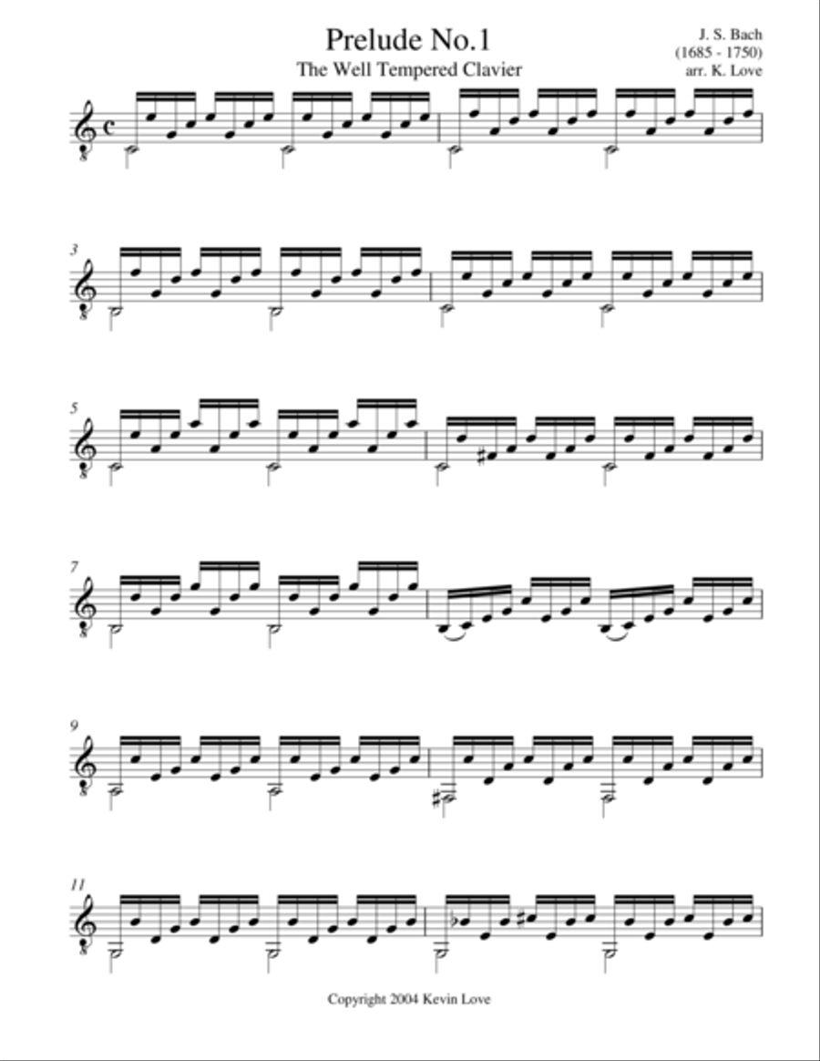 Prelude No. 1 Classical Guitar scores gallery preview page 1