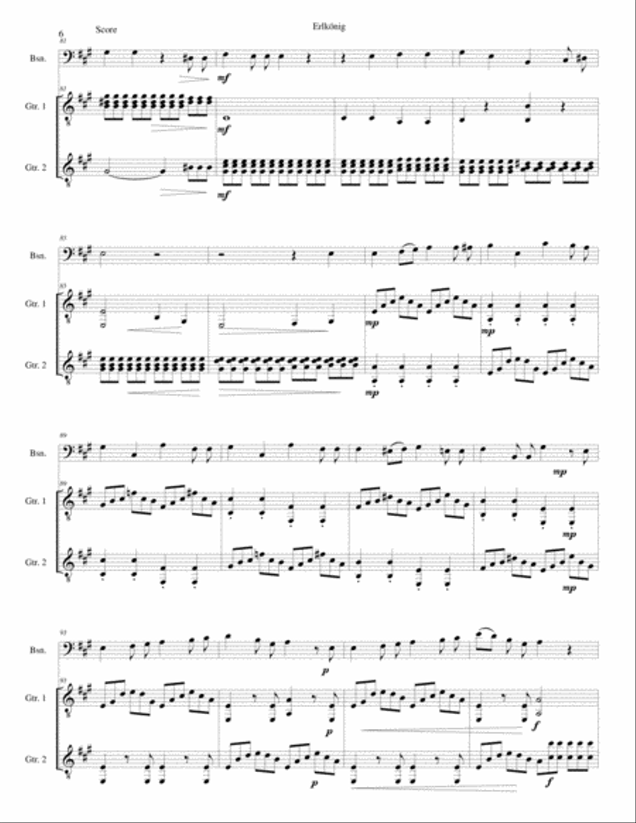 Erlkönig (The Erlking) for bassoon and 2 guitars Bassoon scores gallery preview page 6