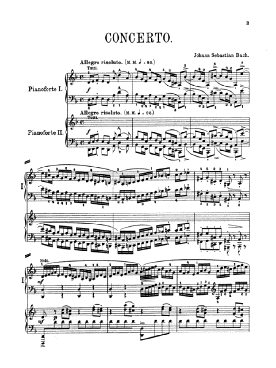 Bach: Piano Concerto in D Minor Piano scores gallery preview page 3