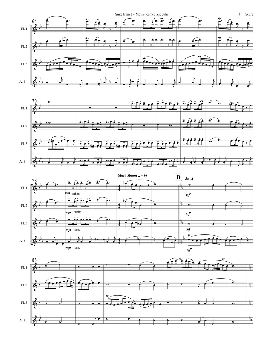 Suite: Romeo; Juliet; The Feast At The House Of Capulet; Did My Heart Love 'til Now/love Theme Woodwind Ensemble scores gallery preview page 4