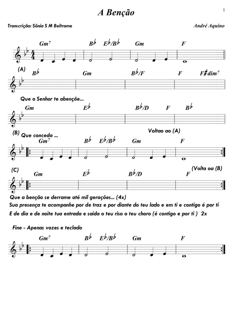 A Benção A Benção Piano scores gallery preview page 1