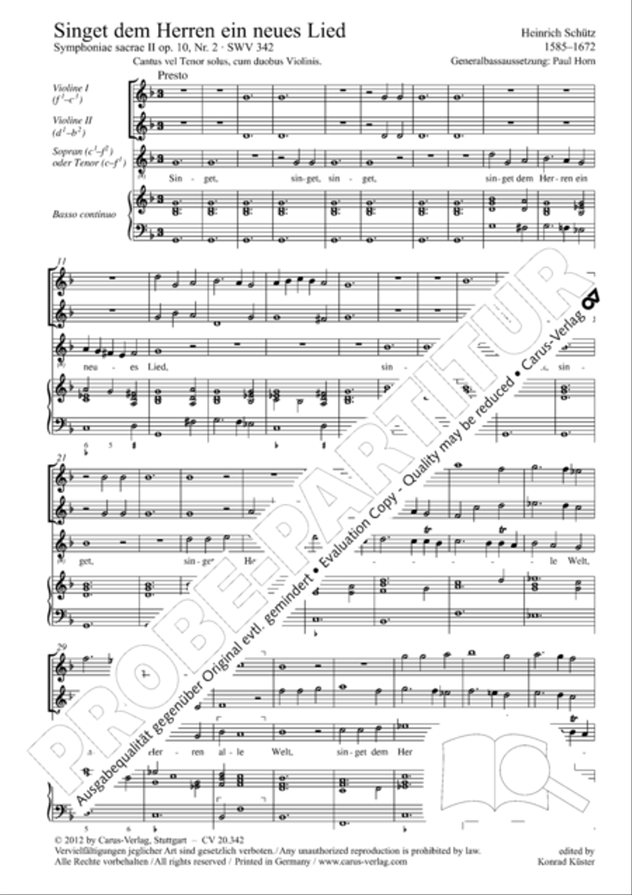 Singet dem Herren ein neues Lied (Singet dem Herrn ein neues Lied) Tenor Voice scores gallery preview page 3