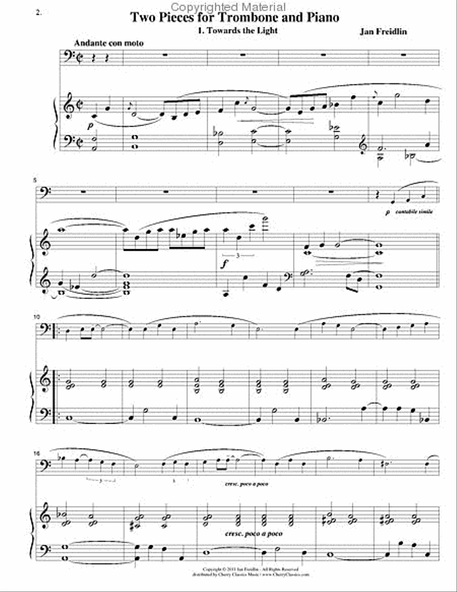 Two Pieces for Trombone & Piano Piano Accompaniment scores gallery preview page 4