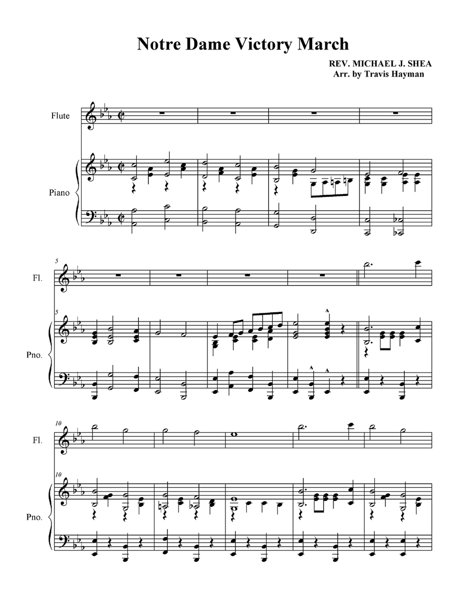 Notre Dame Victory March - Flute Flute Solo scores gallery preview page 3