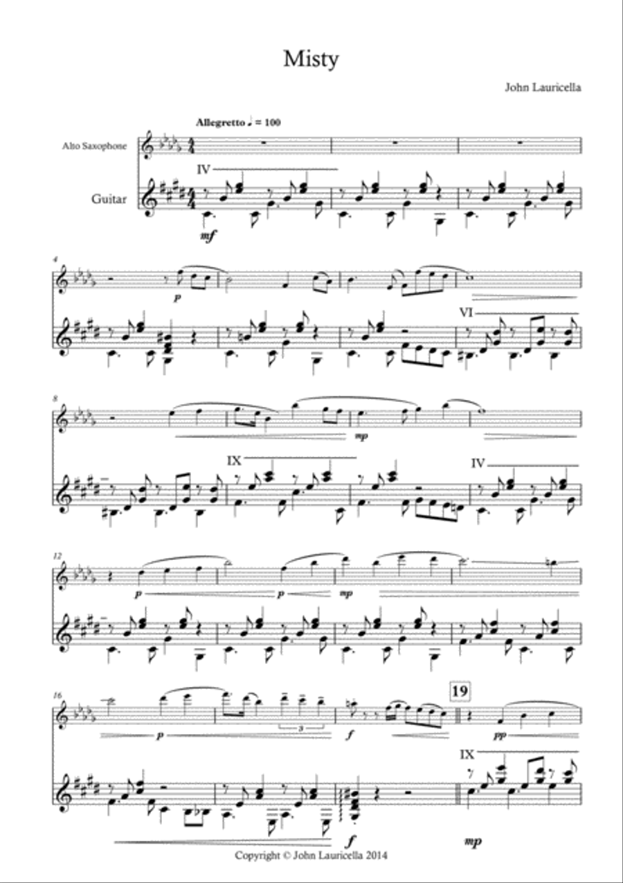 Misty Alto Saxophone scores gallery preview page 2