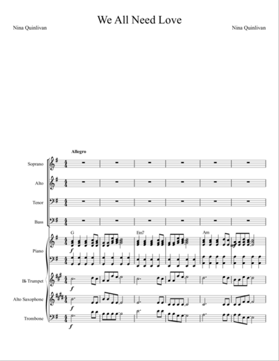 We All Need Love 4-Part scores gallery preview page 1