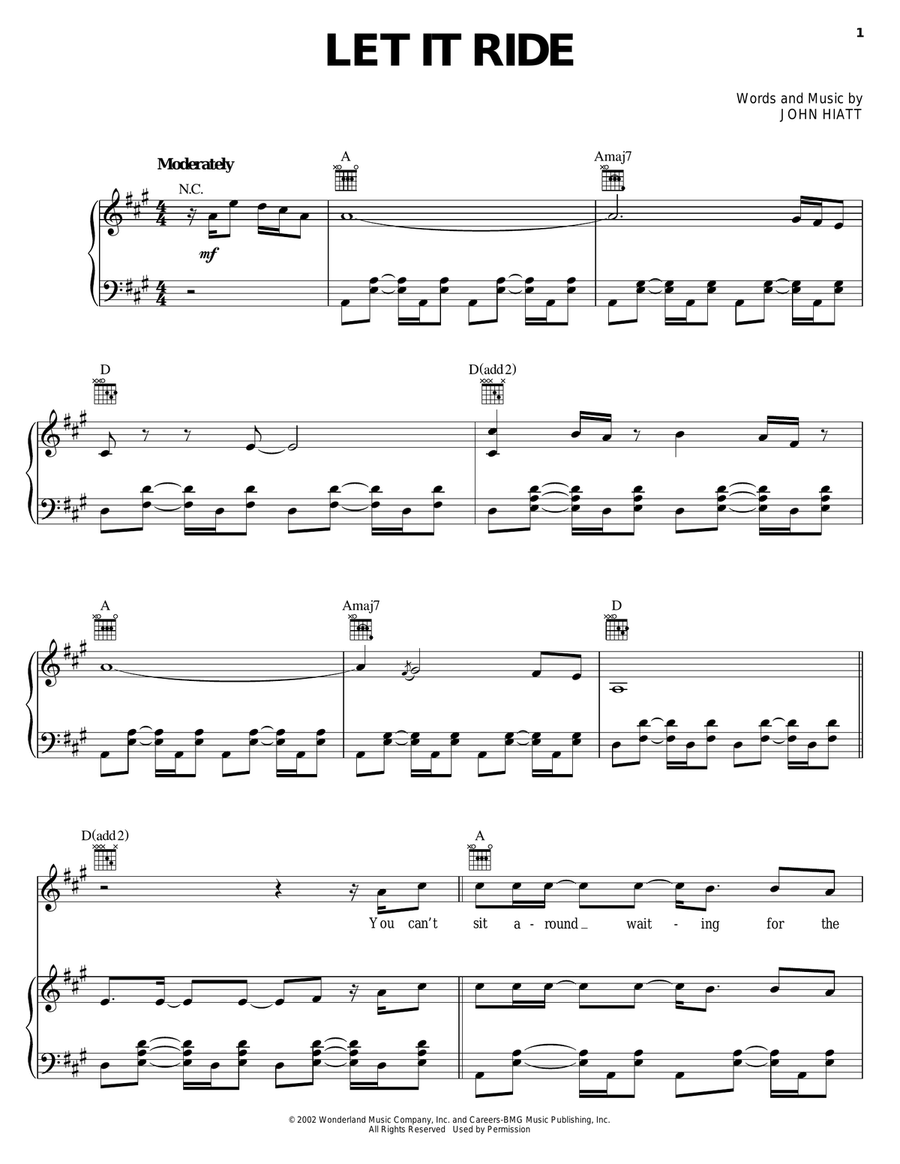 Let It Ride Piano, Vocal, Guitar scores gallery preview page 1