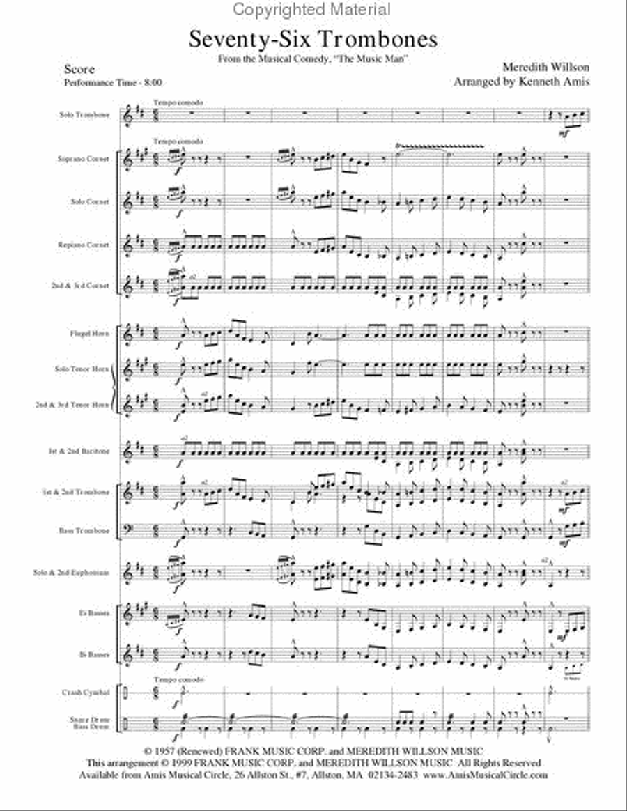 Seventy-Six Trombones (trombone and brass band) Brass Band scores gallery preview page 2