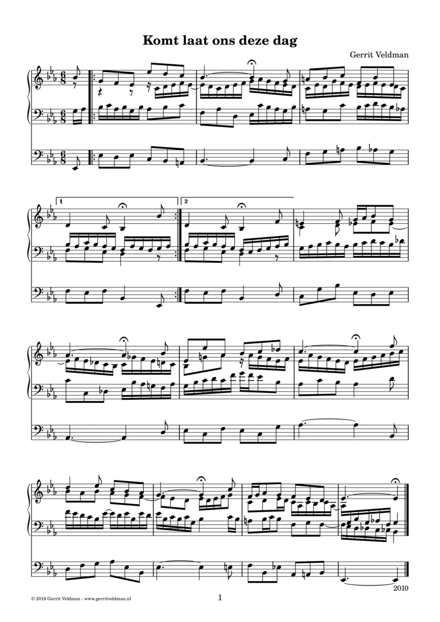 Komt laat ons deze dag/Kommt, Seelen, dieser Tag Organ Solo scores gallery preview page 1