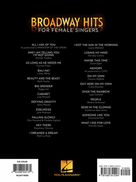 Broadway Hits - Original Keys for Female Singers