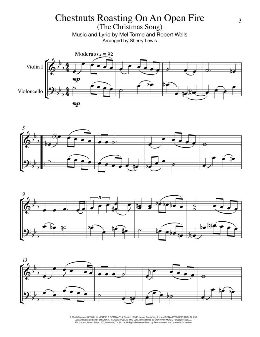 The Christmas Song (Chestnuts Roasting On An Open Fire) String Duet scores gallery preview page 1