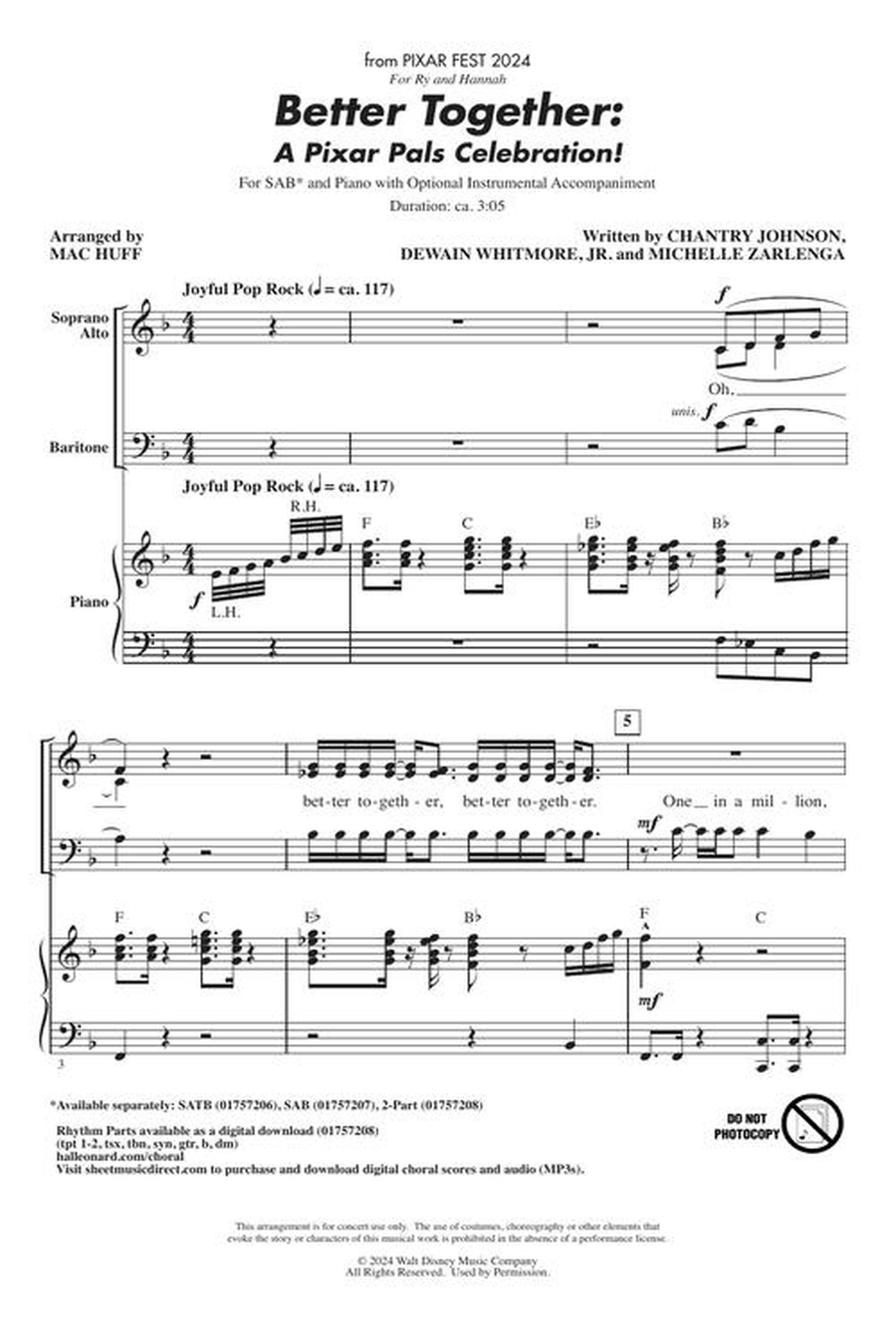 Better Together: A Pixar Pals Celebration! 3-Part scores gallery preview page 3