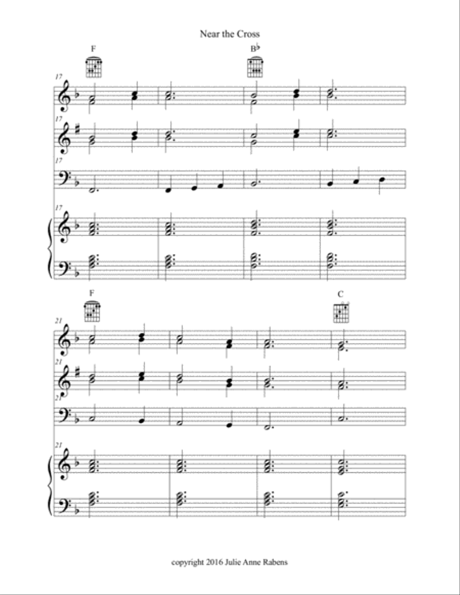 Near the Cross in F major for easy ensemble Large Ensemble scores gallery preview page 4