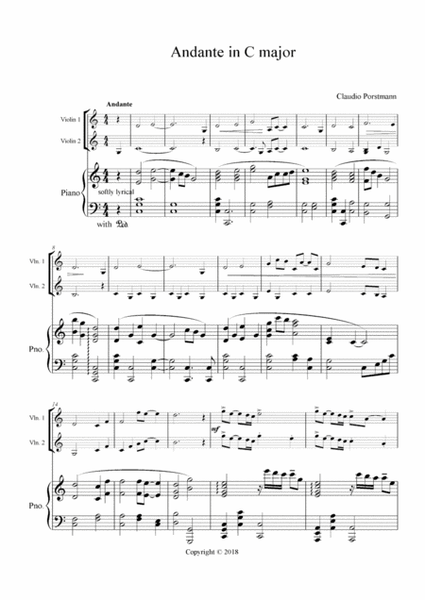Easy Violin Andante for 2 Violins and Piano image number null
