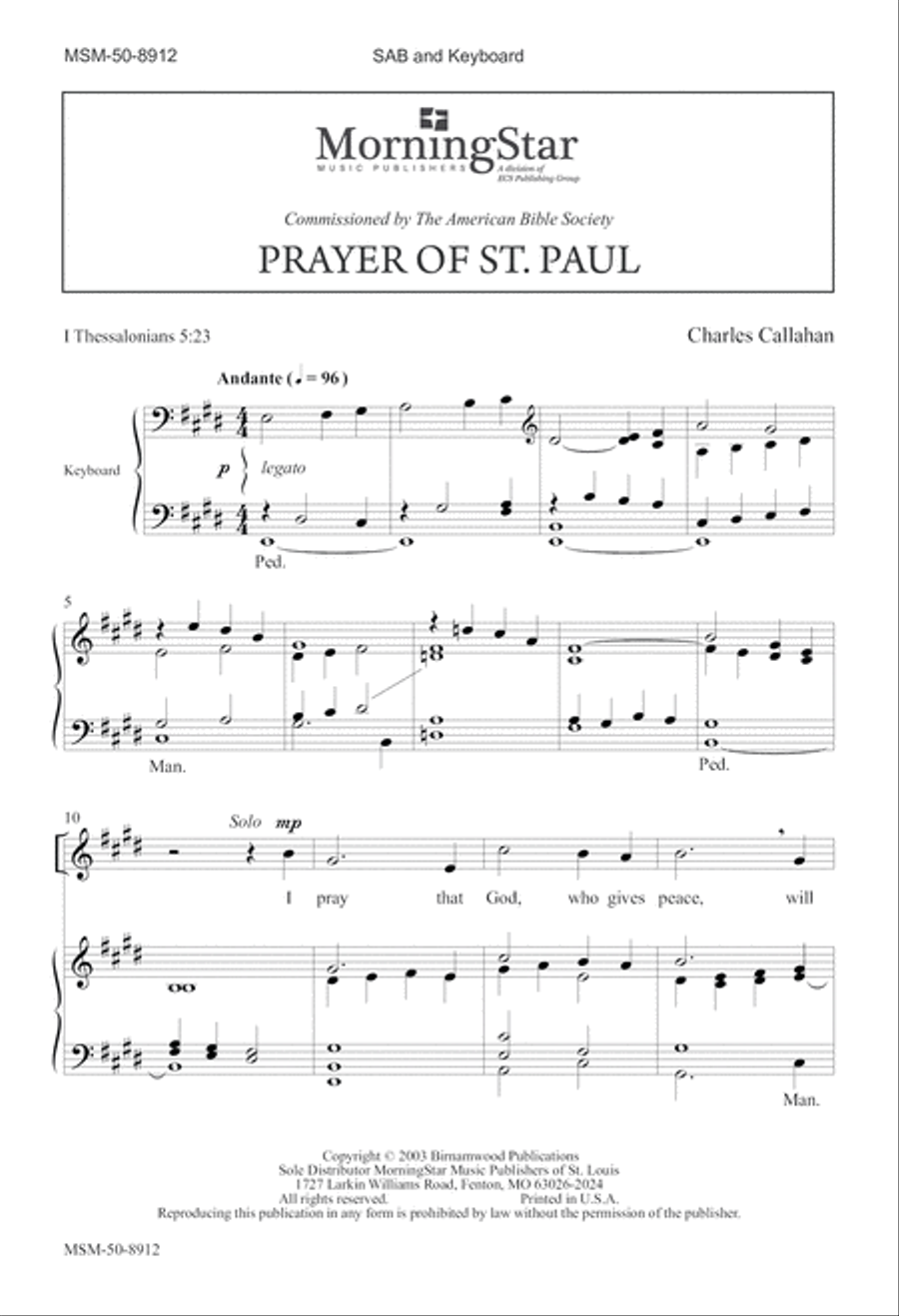 Prayer of St. Paul 3-Part scores gallery preview page 2