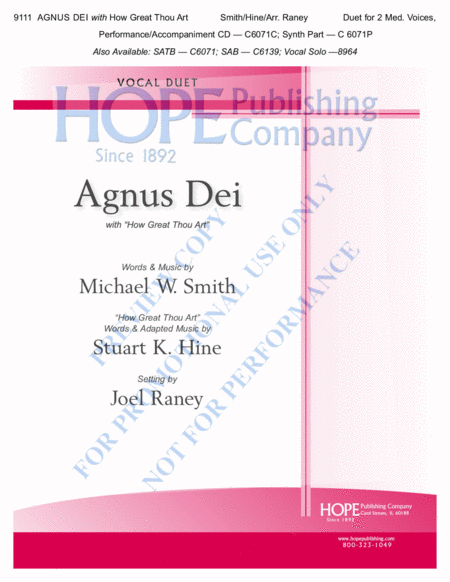 Agnus Dei w How Great Thou Art-Vocal Duet (2 Med. Voices-Key F)