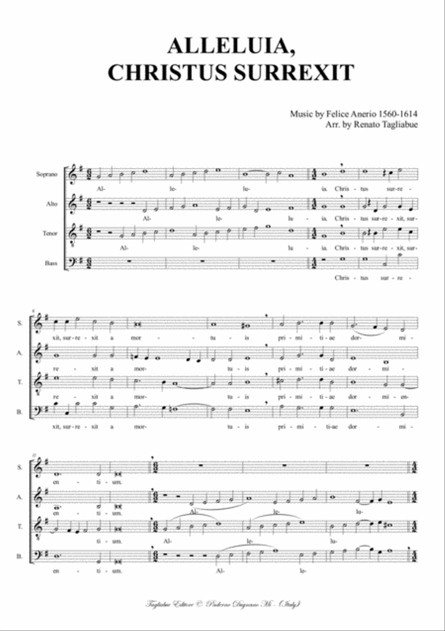 ALLELUIA, CHRISTUS SURREXIT - Anerio F. - For SATB Choir 4-Part scores gallery preview page 2