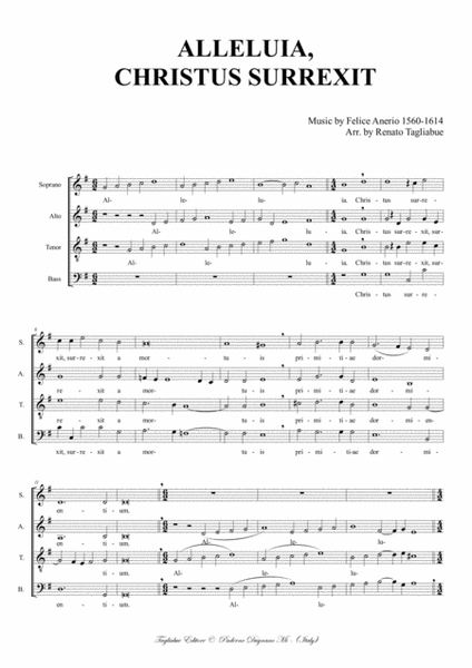 ALLELUIA, CHRISTUS SURREXIT - Anerio F. - For SATB Choir image number null