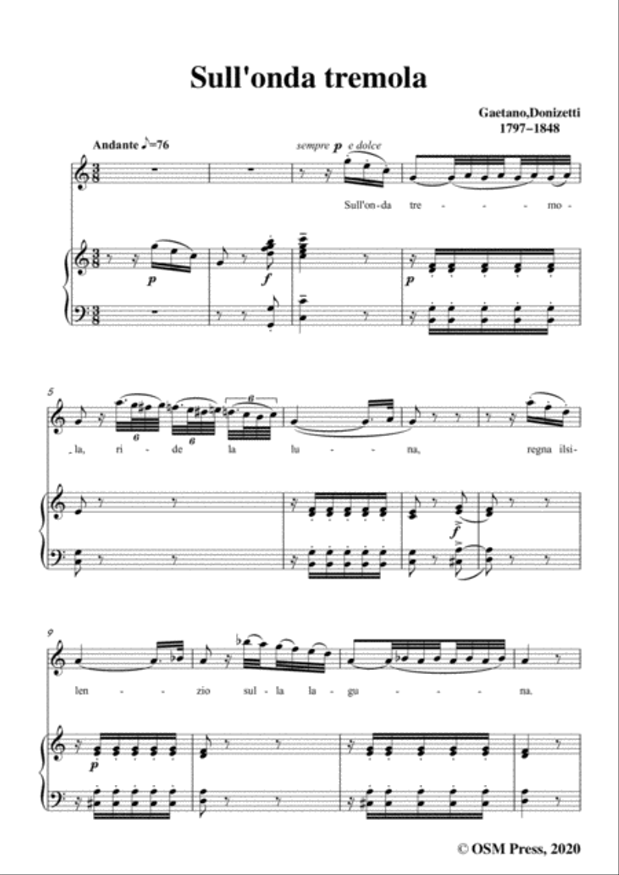 Donizetti-Sull'onda tremola,in C Major,for Voice and Piano Voice Solo scores gallery preview page 3