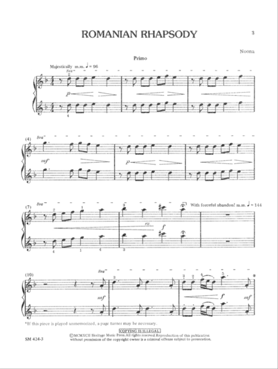 Romanian Rhapsody Romanian Rhapsody Piano Duet scores gallery preview page 3