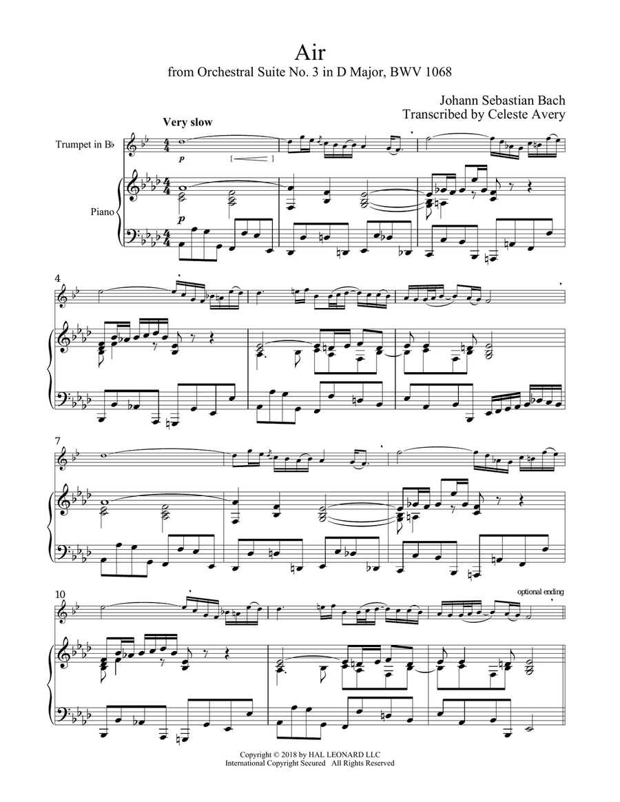 Air (Air On The G String) Trumpet Solo scores gallery preview page 1