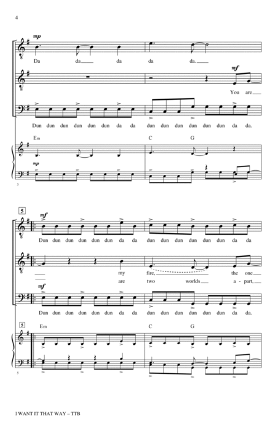 I Want It That Way (arr. Nathan Howe) TTBB scores gallery preview page 2