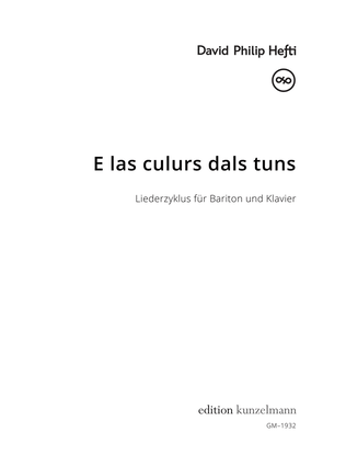 E las culurs dals tuns, Song cycle for baritone and piano