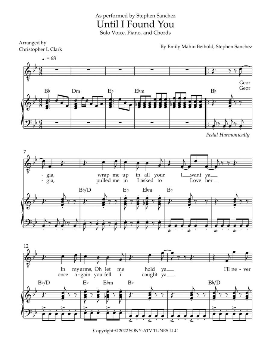 Until I Found You Piano, Vocal, Guitar scores gallery preview page 1