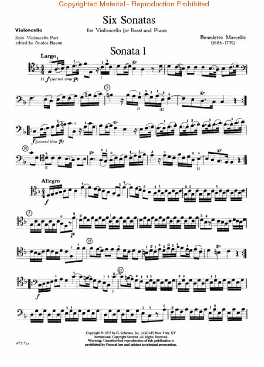 Six Sonatas Cello scores gallery preview page 2