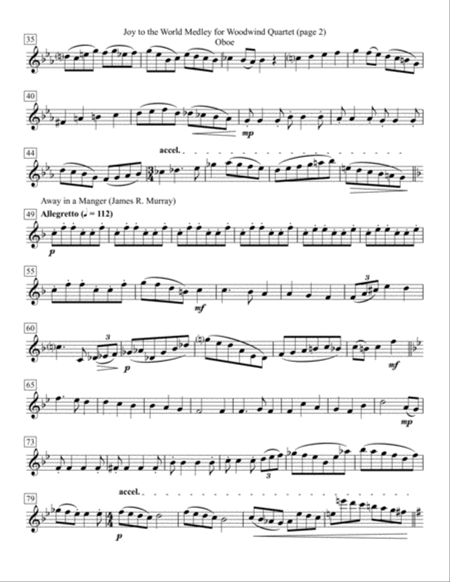 Joy to the World Medley for Woodwind Quartet Woodwind Quartet scores gallery preview page 5