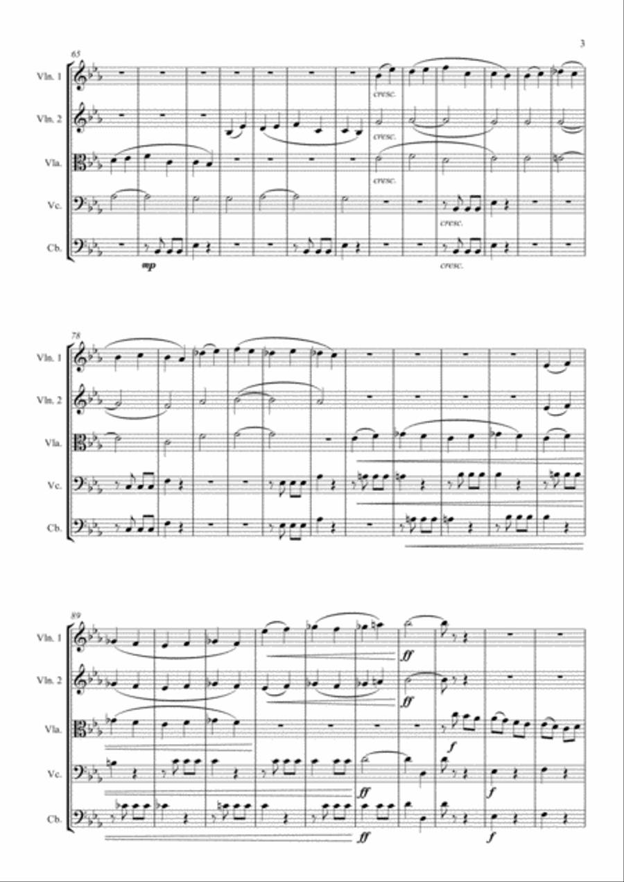 Beethovens 5th Symphony - 1st Movement - String Orchestra String Quartet scores gallery preview page 3