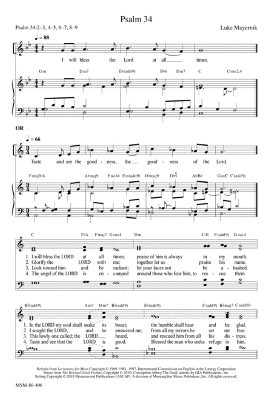 Psalm 34 Psalm 34 4-Part scores gallery preview page 1