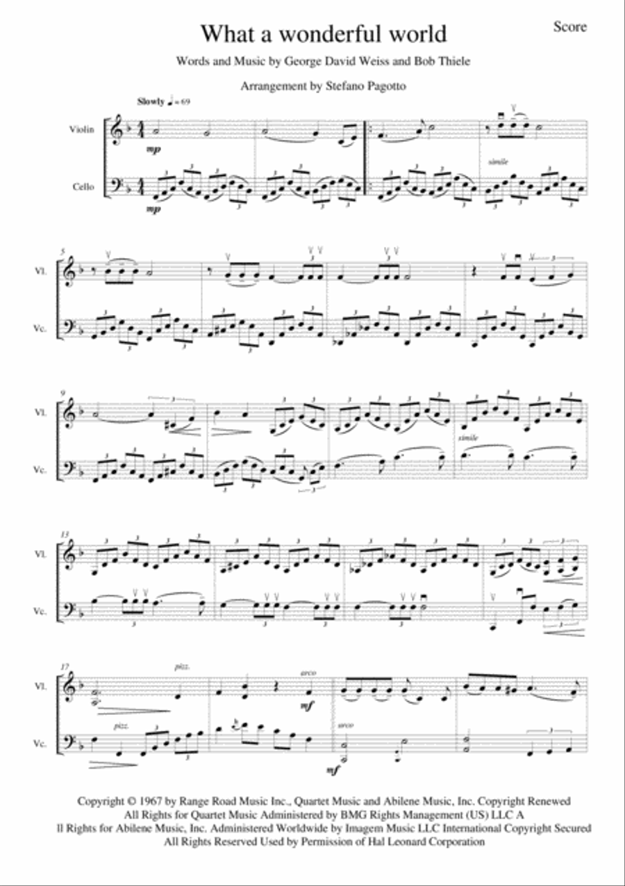 What A Wonderful World String Duet scores gallery preview page 1