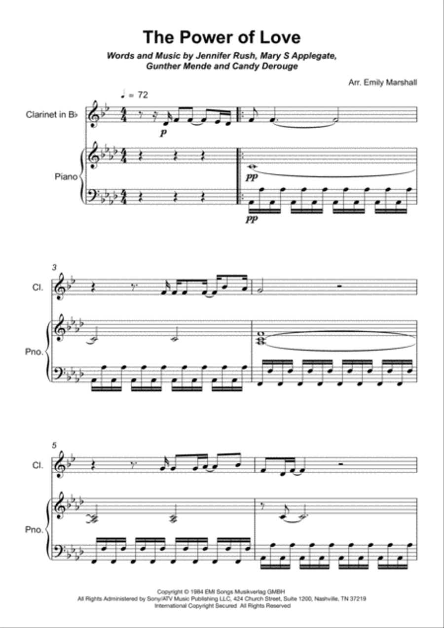 The Power Of Love Clarinet Solo scores gallery preview page 2