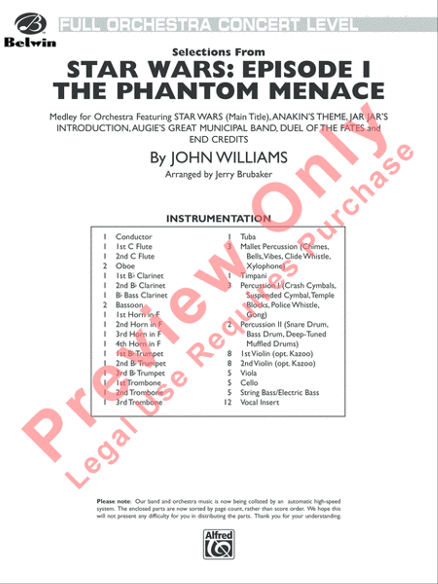 Selections from Star Wars: Episode I The Phantom Menace Full Orchestra scores gallery preview page 2