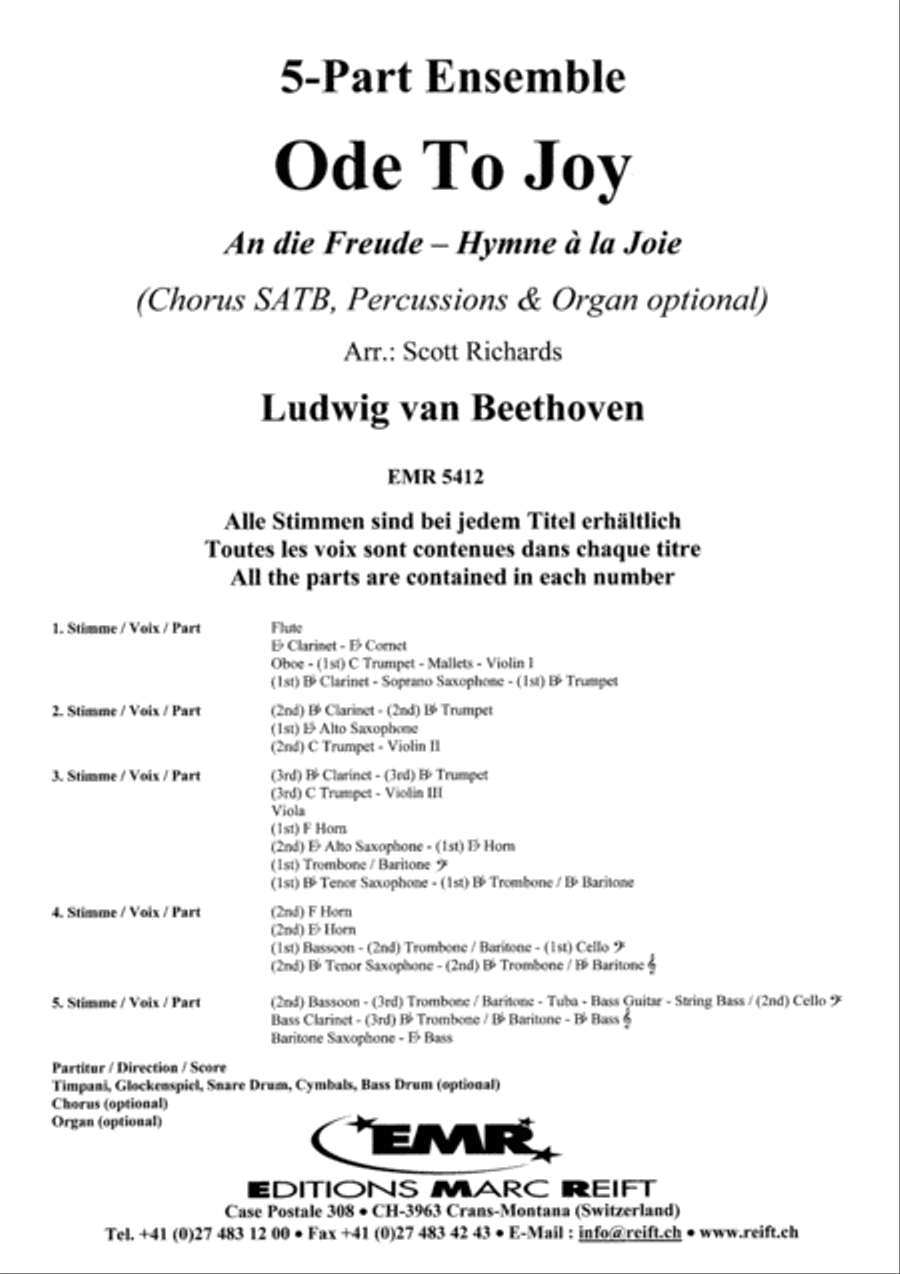 Ode To Joy Concert Band scores gallery preview page 2