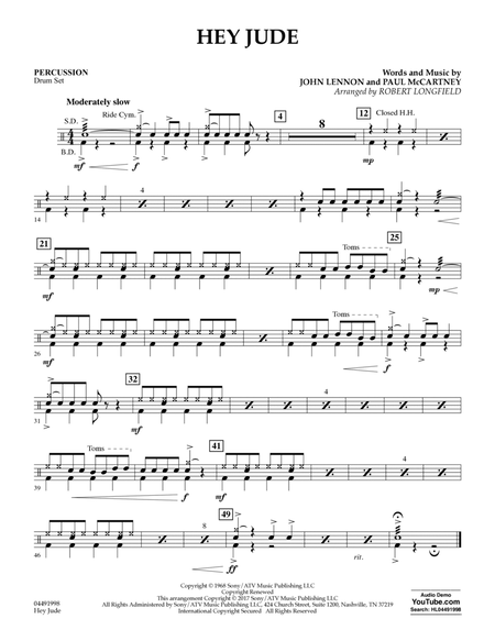 Hey Jude - Percussion by The Beatles Percussion - Digital Sheet Music