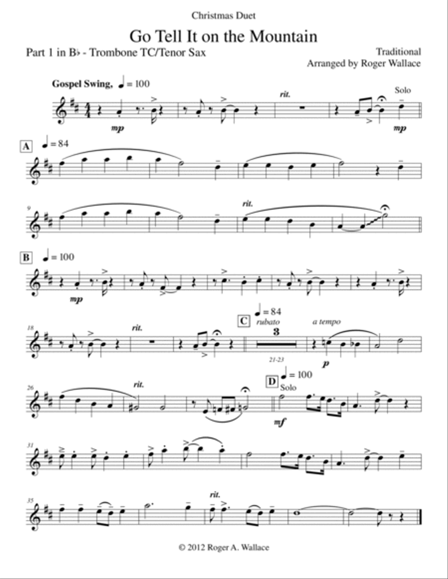 Go Tell It on the Mountain Trombone Duet scores gallery preview page 4